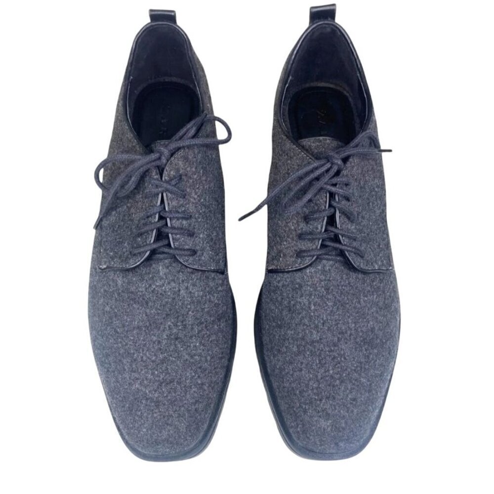 Zara Dark Gray Wool Felt Oxfords Track Sole Women Size 36 US 5.5 Coquette Chunky